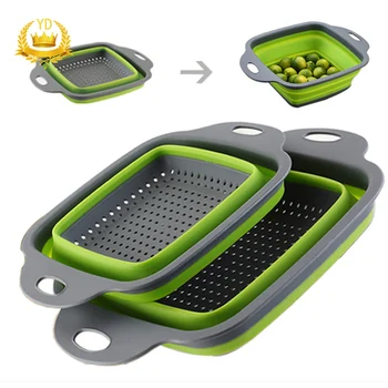 

2pcs/set Foldable Strainer Basket Collapsible Colander Basket Fruit Vegetable Washing Drainer Kitchen Baskets