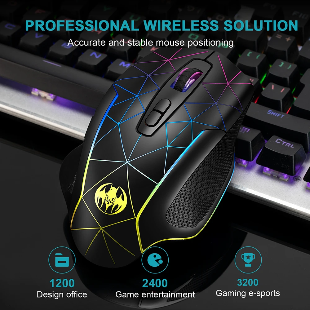 2.4GHz Wireless Mouse Charging Luminous USB Mouse Gamer RGB LED Office Quiet Portable For Tablet Phone PC Laptop 3200DPI