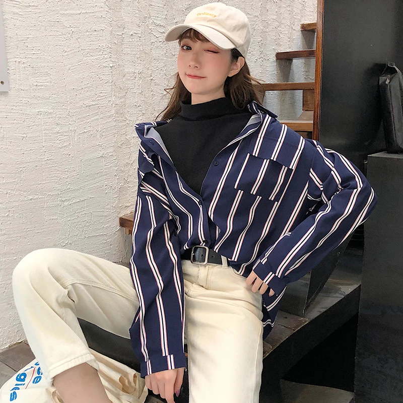 New Spring Autumn Women Chic Blouse Sleeve Work Shirts office Striped blouse for business | Женская одежда