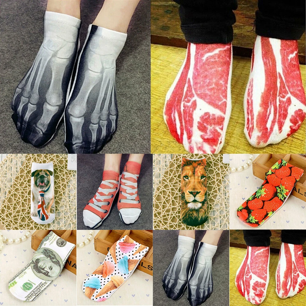 Забавные 3D носки, новинка, Мягкие Носки с рисунком бекона, носки по щиколотку, носки из свинины, подарки