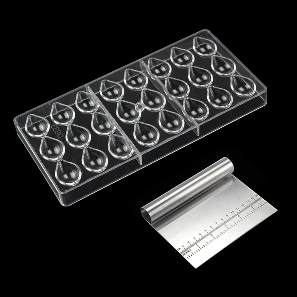 D033GD 3D DIY PC форма для шоколада и скребок из нержавеющей стали Поликарбонат пищевой конфеты шоколадная форма формы для выпечки Кондитерские инструменты - Цвет: D033GD