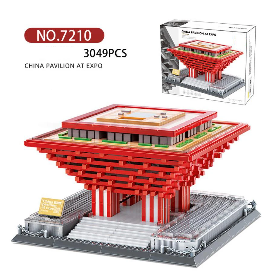 

World Famous Architecture Micro Block China Pavilion Of Shanghai World Exp Model Build Brick Assemble Toy Collection Nanobricks