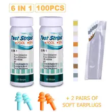 100 шт. 6-в-1 бассейн лакмусовая бумага остаточного хлора рН щелочности твердость Тесты полосы PH Тесты er очиститель аксессуар