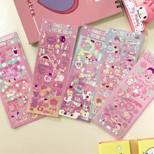 Autocollant séries ours rose dessin animé mignon, étiquette de décoration, compte à main d'art, matériel de Collage de photos, papeterie de Style Ins 8, 1 pièce