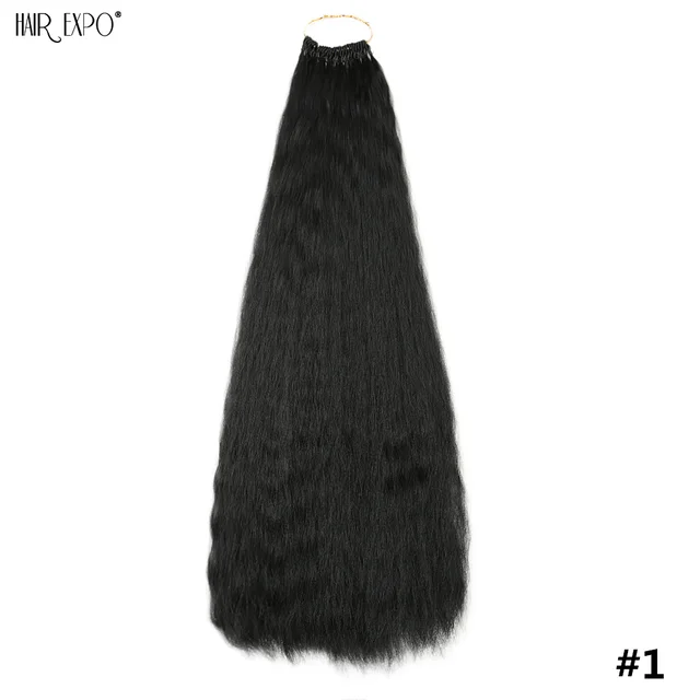 22”Synthetic Hair Extensions Soft Yaki Straight Crochet Hair Pre Looped Kinky Curly Ombre Braiding Hair Bundles Hair Expo City #1