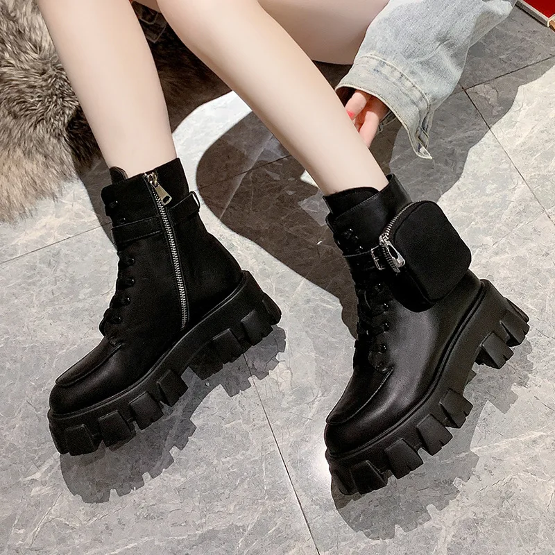 

Brand Women's Shoes Lolita Boots Lace Up Winter Footwear Round Toe Flat Heel Booty Woman Clogs Platform Boots-women Fashion