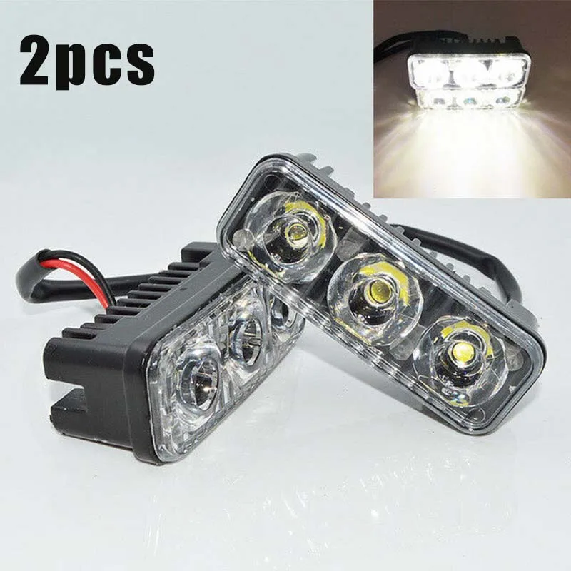 Universal  2pcs 12V 9W 6000K ~ 7000K 3LED Super White High Power Car DRL Daytime Running Light Fog Lamp For SUV Accessories ► Photo 3/6