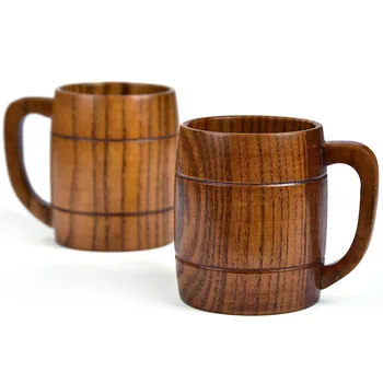 

Handmade Wooden Beer Mugs with Handle Retro Drinkware for Wine Coffee Tea Milk Drinking Cup Wood Tankard Beer Mug Gift Ideas