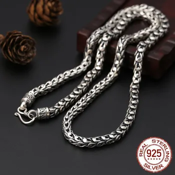

Handmade 100% 925 Silver colour Dragon scale Male Necklace Tibetan Six Words Proverb Power Dragon chains Necklace Men Jewelry