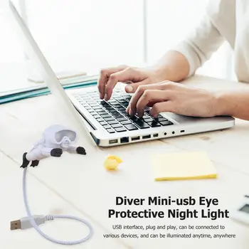

1pc New Usb Eye Protection Night Light Diver Astronaut Portable Mini Light Led Creative Gift Notebook Lighting Night Y4T2