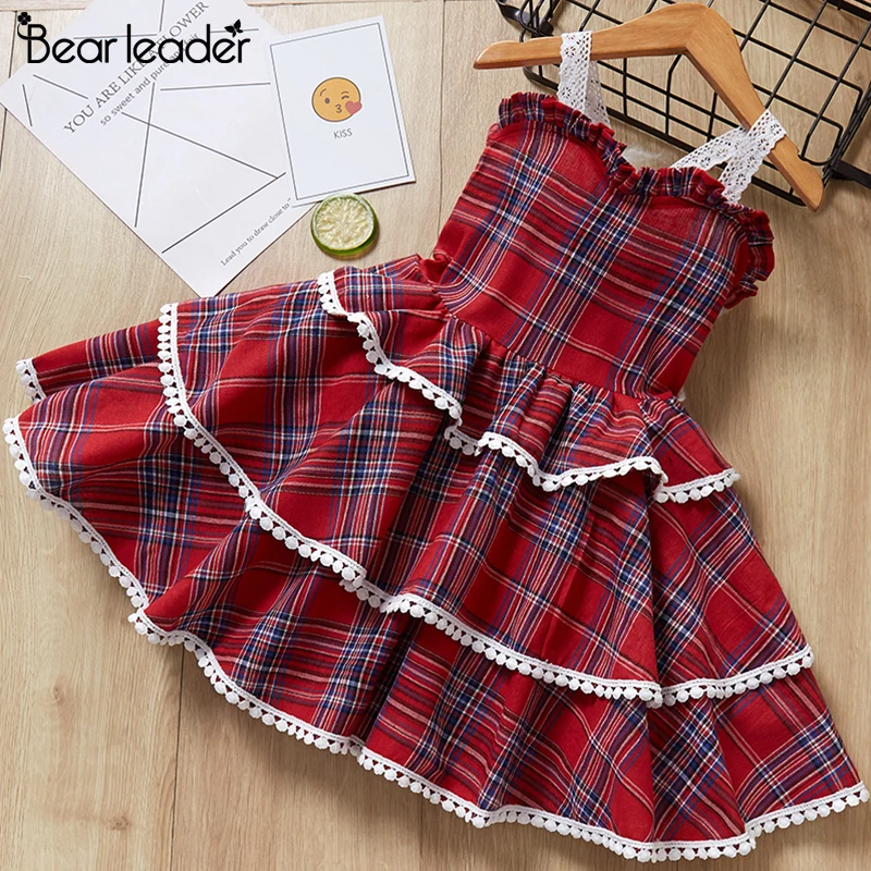Bear leader/платье для девочек; Новинка; летний Повседневный стиль; милая Одежда для девочек с короткими рукавами и цветочным принтом и квадратным воротником
