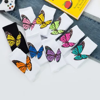 

Socks Female Spring and Summer Butterfly Street INS Europe and America Long Socks Sports Tube Skateboard Fashion Socks Men and W