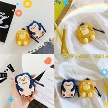 3D Милый Забавный мультфильм Snorlax Psyduck наушники крышка для Apple беспроводной Bluetooth гарнитура Airpods Силиконовые чехлы Funda