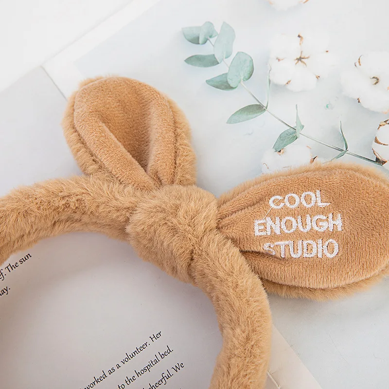 Fashion Girl's Fur Winter Ear Warmer Earmuffs Nowknot Rabbit Ear Muffs Comfortable Foldable Letter Outdoor Headband Gift