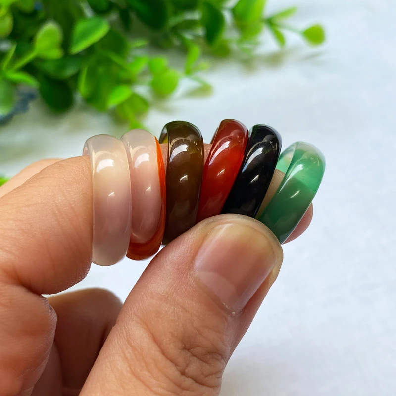 Finger Rings 1Pcs for Women Natural Stone Jades Agates Rings Charm Real Stone Jewelry Gift for Girlfriend Diameter 18mm finger rings womens ring jewelry rings ring jewelry