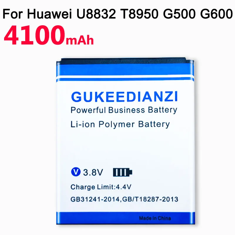 GUKEEDIANZI Battery For Huawei Ascend U8832 T8950 U8820 G500C G600 C8826D T8950D Mobile Phone Replacement Battery HB5R1 4100mAh