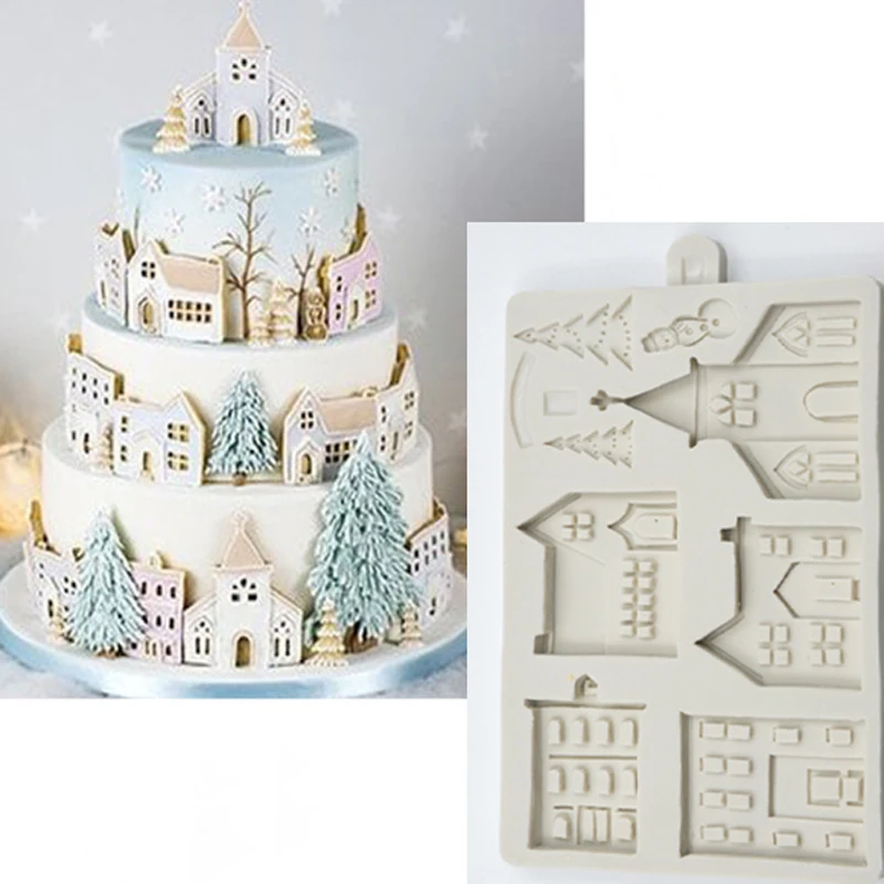 

Christmas House Silicone Mold Fondant Mould Cake Decorating Tools Chocolate, Gumpaste, Sugarcraft Kitchen Gadgets Christmas Deco