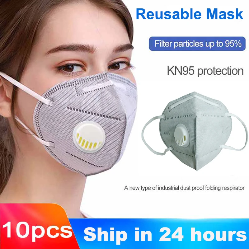 

10pcs/lot Reusable KN95 Mask Breathing valve Protective As Respirator Mask KN95 Anti Dust Face filter mouth masks mascarillas