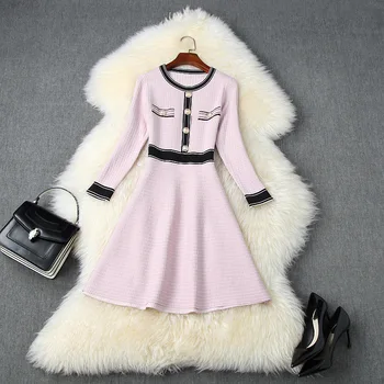 

European and American women's clothing 2020 autumn new style Three-quarter sleeved knit fashion dress