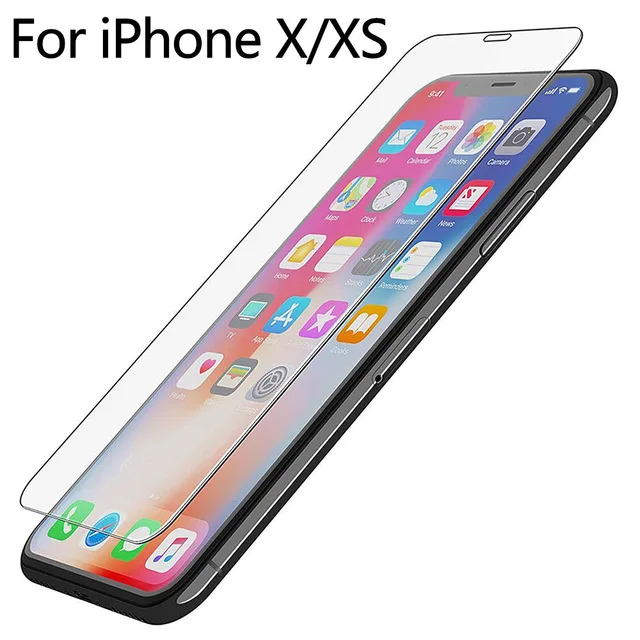 Ascromy 10 шт 9H протектор экрана для Apple iPhone 11 Pro X 8 Plus 7 6 6S XR 5S 5C SE XS Max 8plus 5SE защитная пленка из закаленного стекла защита verre trempe - Цвет: For iPhone X XS 5.8