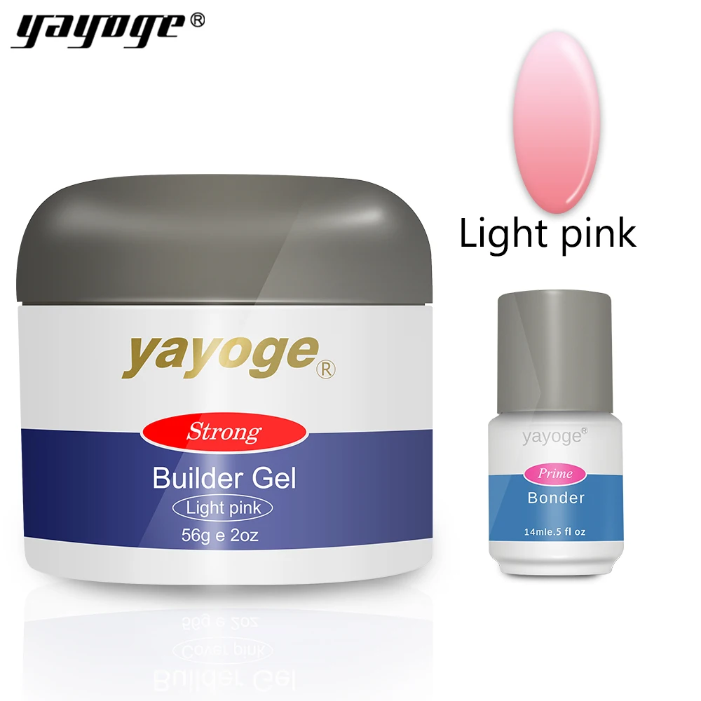 light pink Yayoge набор гелей для наращивания ногтей, 7 цветов, Гель-лак для замачивания, полистроительный гель с кончиками для ногтей, для дизайна ногтей, 56 мл - Цвет: light pink