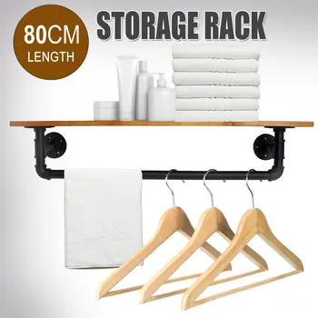 

80CM Wall Mounted Racks Retro Wood Iron Decorative Frame Wall Storage Rack Living Room Wall Shelf DIY Decoration Holder