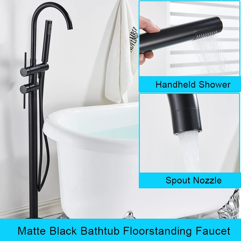 Floor Mounted Chrome Bath Tub Faucet Clawfoot Free Standing Bath Mixer Tap with Handshower Single Lever Bathtub Faucet bathroom faucet bathroom shower faucet set
