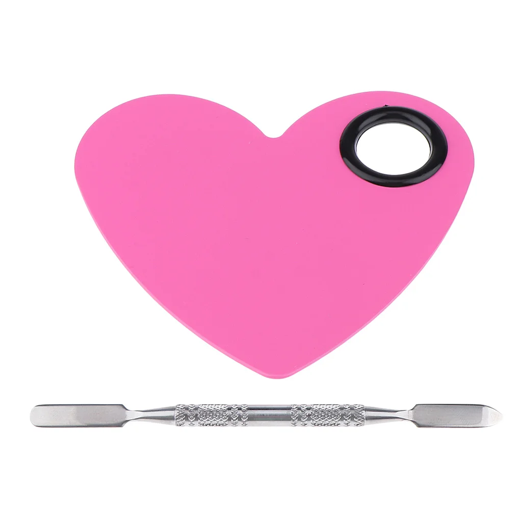 Heart Shaped Plate Makeup Cosmetic Palette Spatula Blending Mixing Trays Foundation Eyeshadow Mixing Palette with Spatula Rod 