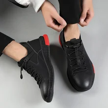 Прогулочная обувь из натуральной кожи; мужские кроссовки; спортивная мужская обувь на резиновой подошве; Уличная Повседневная обувь без застежки; Мужская Осенняя обувь