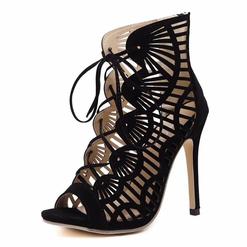 Suede Cross Straps with Open Toe Shoes Mesh Openwork Zipper High Heel Stiletto Heel with Sexy Sandals Suede Cross Straps with Open Toe Shoes Mesh Openwork Zipper High Heel Stiletto Heel with Sexy Sandals