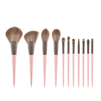 

11PCS Brushes Makeup Brushes Set Professional Beauty Tools Make Up Brush Natural Hair Foundation Powder Blushes Pink Yellow