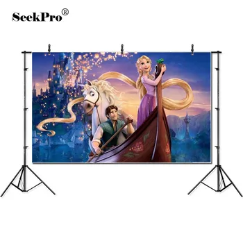 

Customize Tangled Rapunzel Princess Boat Horse Banner Photo Background Printed Studio Professional Indoor Photographic Backdrop
