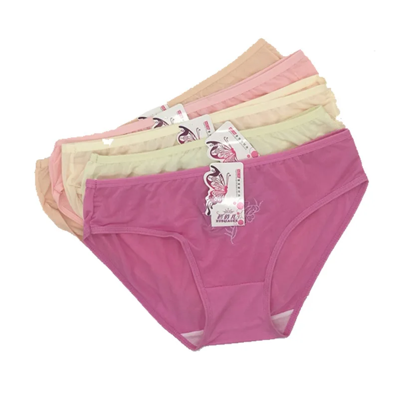 

Foreign Trade Special Offer WOMEN'S Panties Viscose Low Waist Sexy Candy-Colored Embroidery GIRL'S Triangle Underwear Manufactur