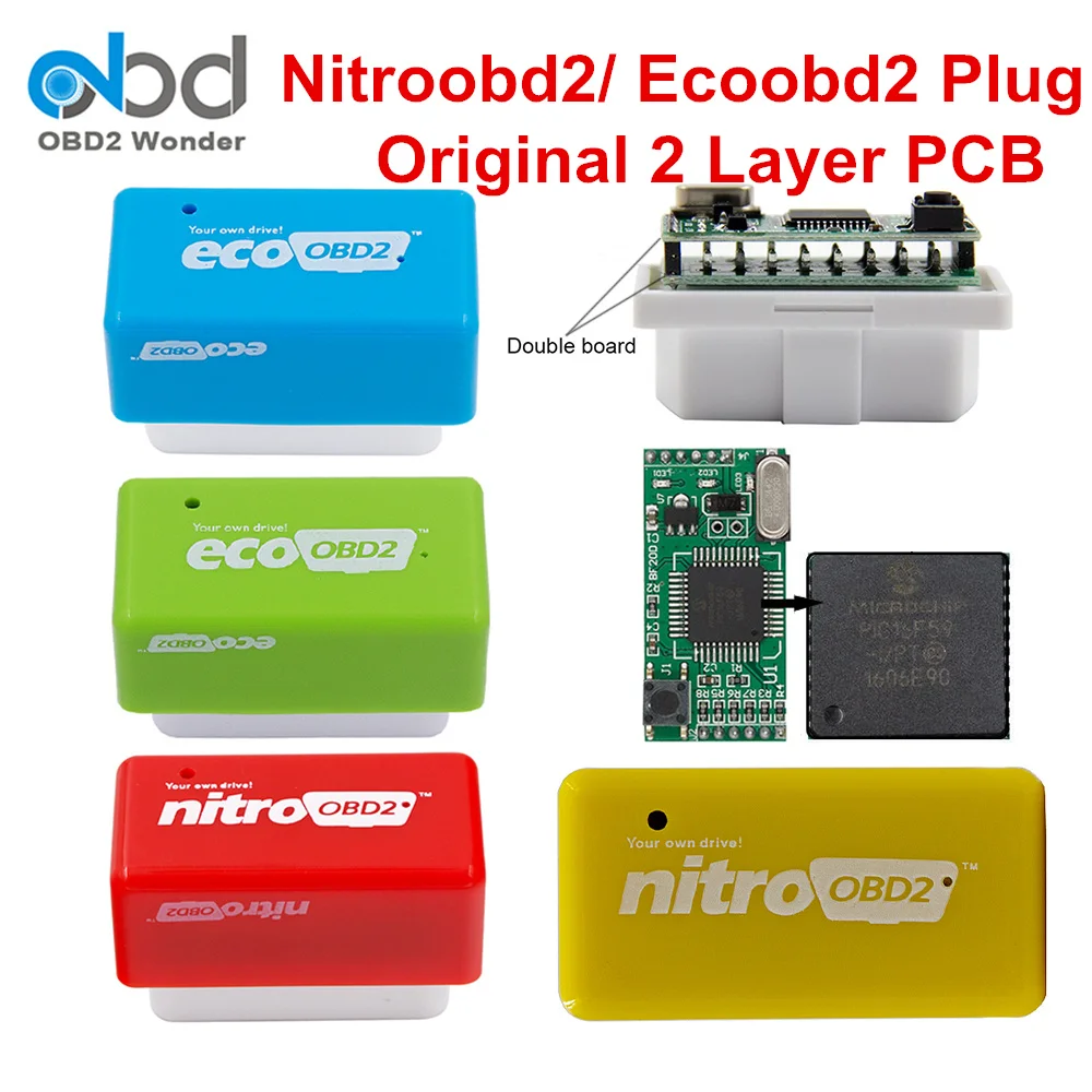 Двухслойная печатная плата Nitro OBD2 ECOOBD2 чип тюнинг коробка ECO оригинальная вилка