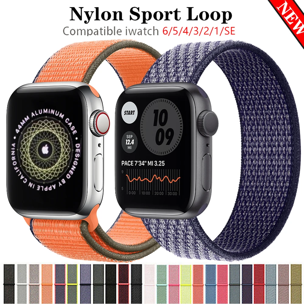 

Strap For Apple Watch band 40mm 44mm iwatch band 42mm 38mm Nylon Sport Loop woven Belt bracelet apple watch series 3 5 6 correa