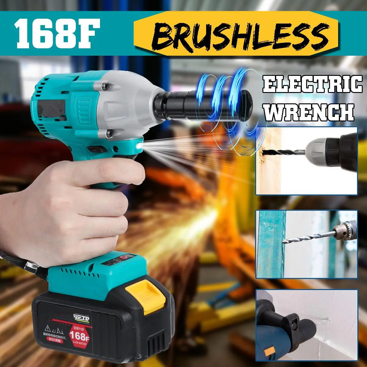 

168VF 19800mAh 460N/m Brushless Electric Cordless Impact Socket Wrench Rechargeable Drill Installation Auto Installation Tools