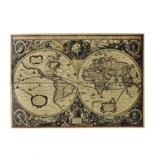 Affiche murale rétro en papier Kraft, 72x51cm, carte du monde, océan nautique, ancienne Version, autocollant, peinture Antique, décor d'intérieur