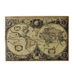 Affiche murale rétro en papier Kraft, 72x51cm, carte du monde, océan nautique, ancienne Version, autocollant, peinture Antique, décor d'intérieur 