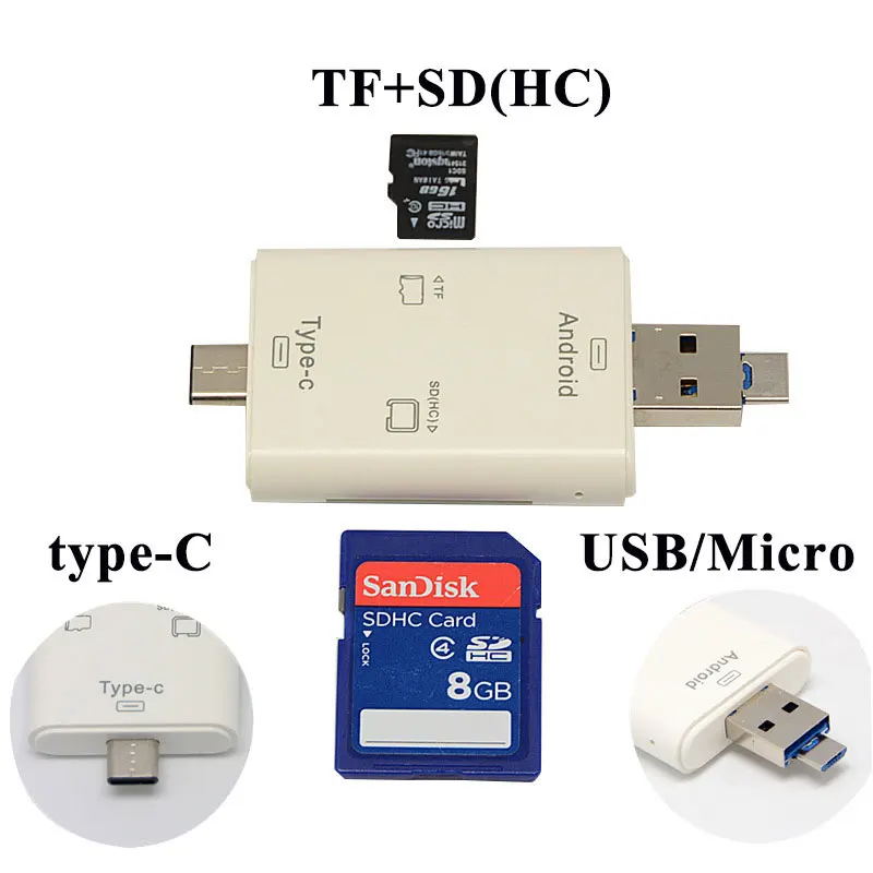 5в1 Тип C OTG USB 3,0 кард-ридер Micro SD адаптер для компьютера разъем TF карта SD кард-ридер аксессуары для ноутбуков