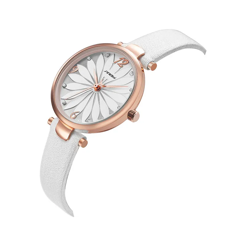 Sinobi цветок часы роскошные женские часы кожа часы модные кварцевые наручные часы Kol Saati алмаз Reloj Mujer Женева часы