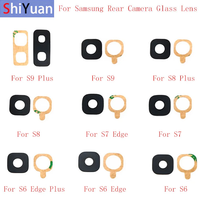 2pcs Back Rear Camera Lens Glass For Samsung S9 S9Plus S8 S8Plus S7 S7Edge S6Edge S6 Camera Glass Lens Replacement Repair parts