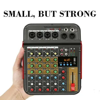 

Portable 4 Channels USB Mini Sound Mixing Console Audio Mixer Amplifier Bluetooth Record 48V Phantom Power