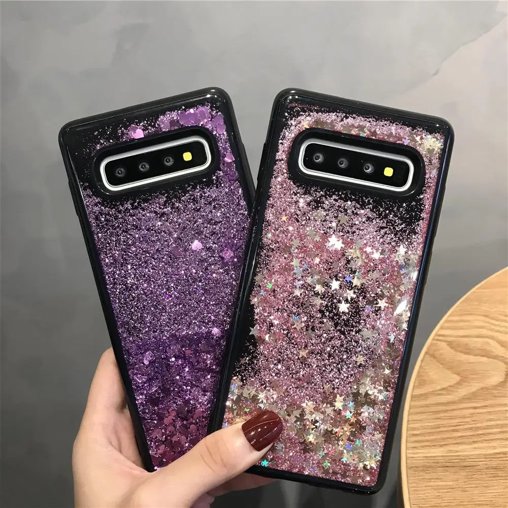 Black TPU Silicone Bumper Dynamic Liquid Quicksand Case For Samsung Galaxy S10 Plus S10E S9 S8 S7 S6 Edge Cover Phone |