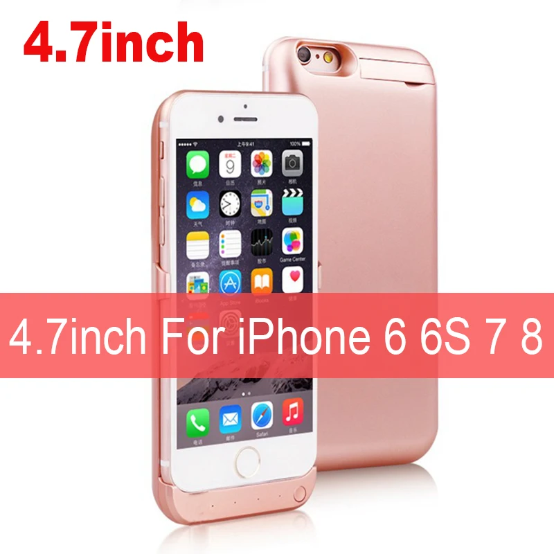 4.7inch Rosy Gold 10000 мАч больше Ёмкость телефон Батарея зарядный чехол для iPhone 6 6s 7 8 чехол для батареи телефона для iPhone 6 Plus 6s Plus, 7 Plus, 8Plus - Цвет: 4.7inch Rosy Gold