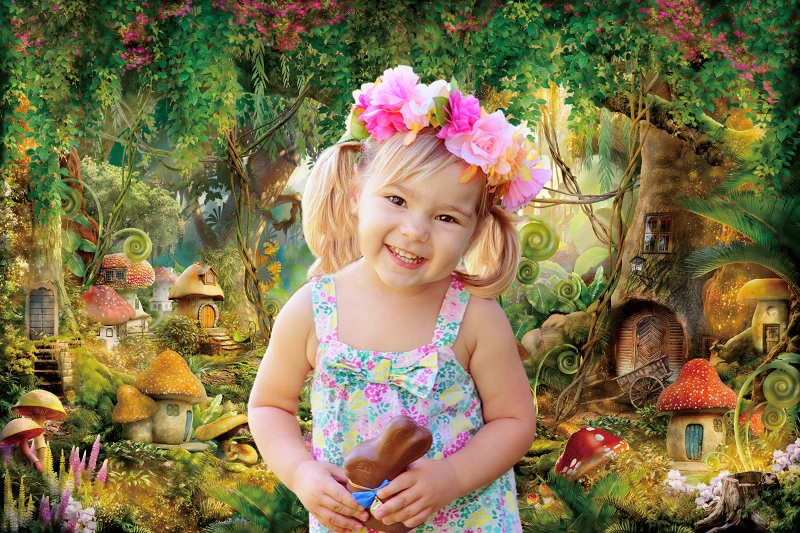 Dreamy Natural Jungle Forest Wonderland Backdrop Fairy Tale Mushroom Baby Birthday Party Photography Background For Photo Studio photo backdrop