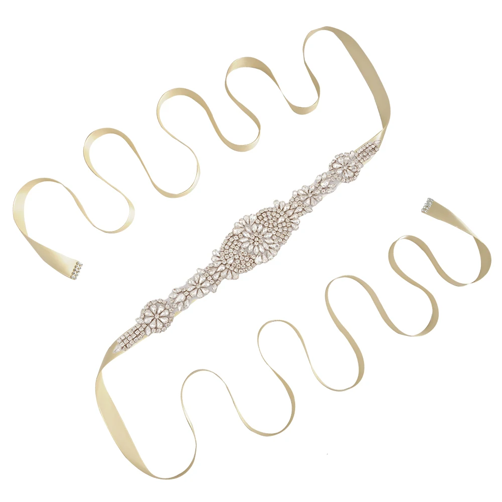 champagne TRiXY S123 Handmade Rhinestones Wedding Dresses Accessories Wedding Belt Wedding Sash Rhinestones Bridal Belt Bridal Sashes - Цвет: champagne