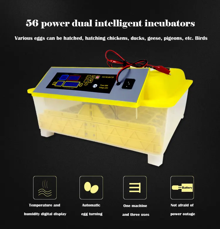 56 яйцо Брудер автоматический инкубатор поворота курица утка влажность контроль температуры цифровой инкубационный аппарат
