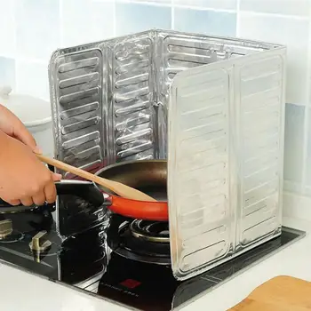 

Foldable Aluminium Splatter Shield Guard Oil Divider Splash Proof Baffle Tool Kitchen Cooking Frying Pan Oil Splash Screen Cover