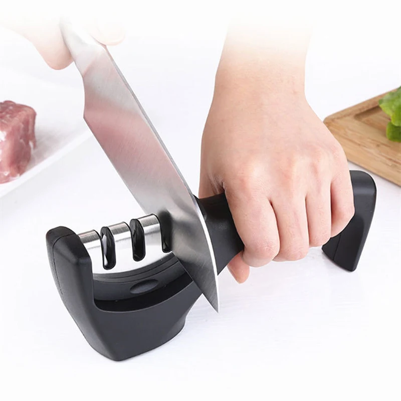 

Stainless Steel Knife Sharpener Three Stage Kitchen Sharpening Stone Knives Grinder Diamond Ceramic Grindstone Household Tool