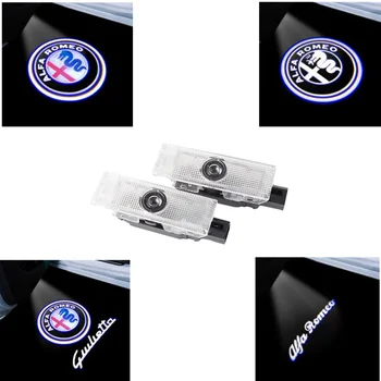 

For Alfa Romeo 156 159 2004 Giulia Giulietta Mito Stelvio 2pcs LED Car Door Welcome Lamp Ghost Shadow Light Logo Projector